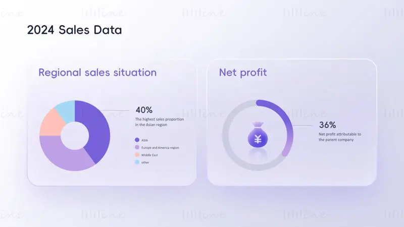 Modelo PPT de relatório de negócios azul e roxo