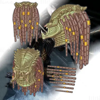 Predator Head با فایل های چاپ سه بعدی STL Dreadlocks