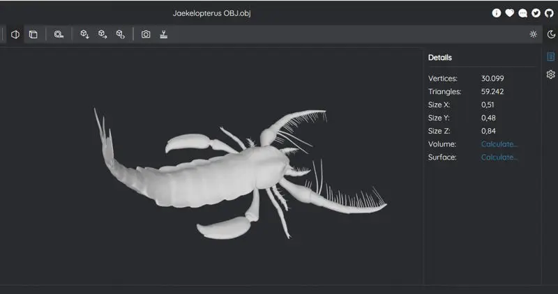 Őskori tengeri skorpió figura 3D nyomtatáshoz