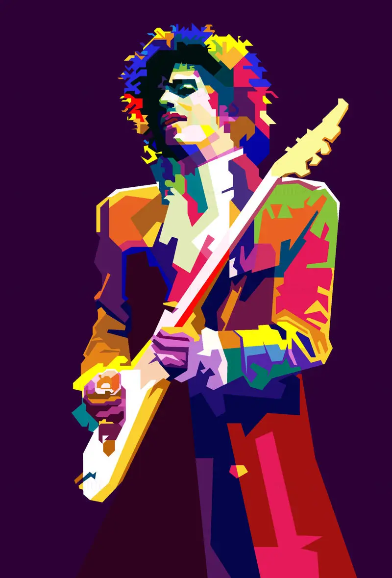 Prens Gitarist Şarkıcı Pop Art WPAP Vektör