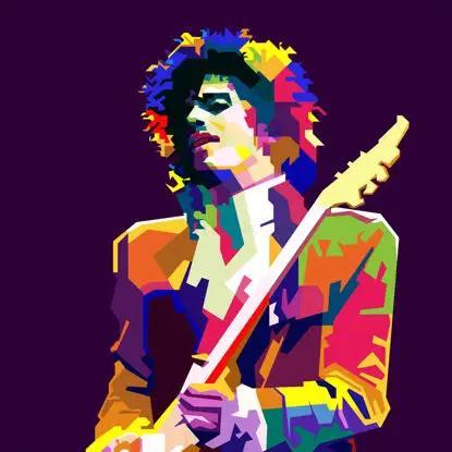 Prens Gitarist Şarkıcı Pop Art WPAP Vektör