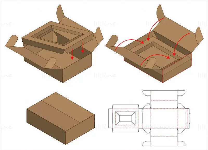 Product outer packaging with backing dieline vector