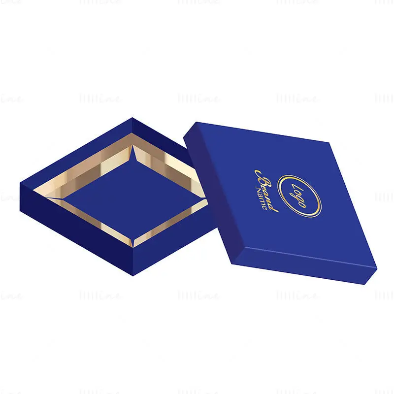 Product packaging box with lid product support dieline vector