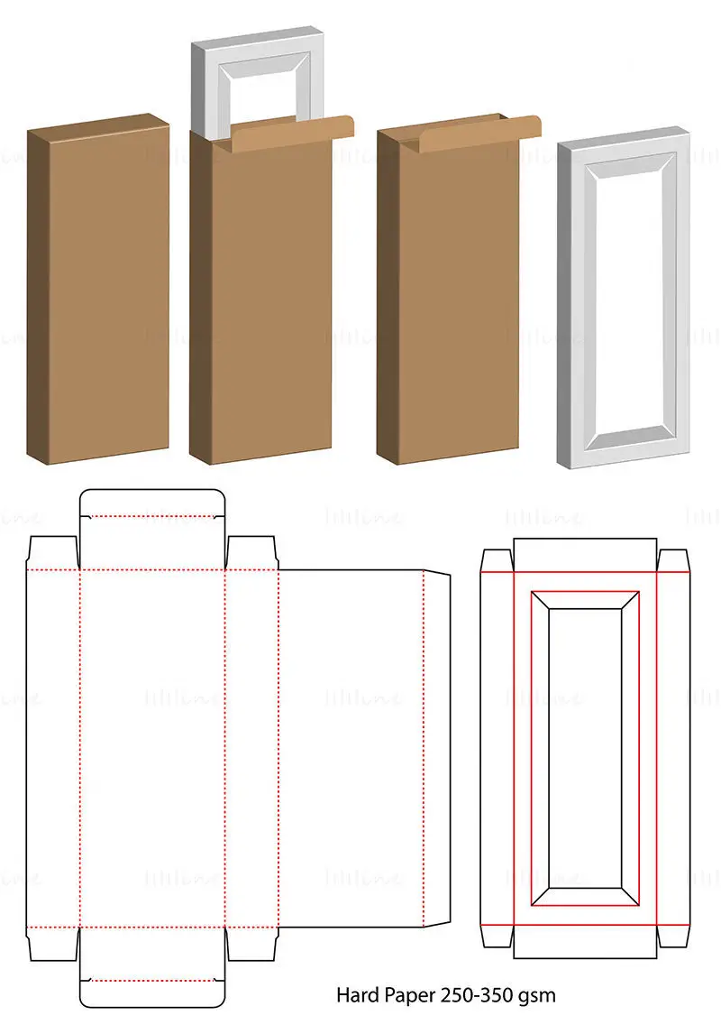 Produktverpackungsbox mit Stützstanzlinienvektor