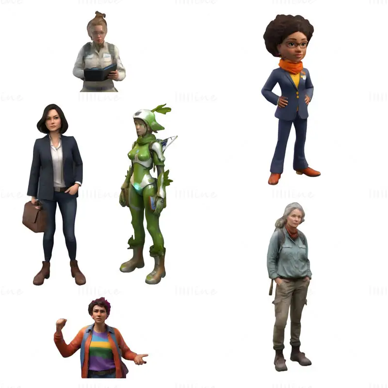 Professional Women Character 3D Print Model Pack