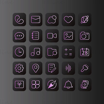 Purple and black linear vector icon