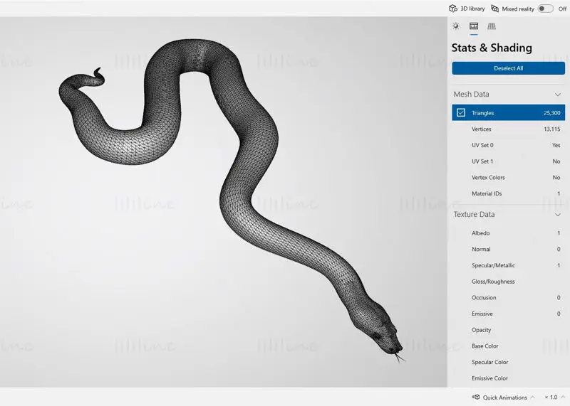 3D печатен модел на Python Snake