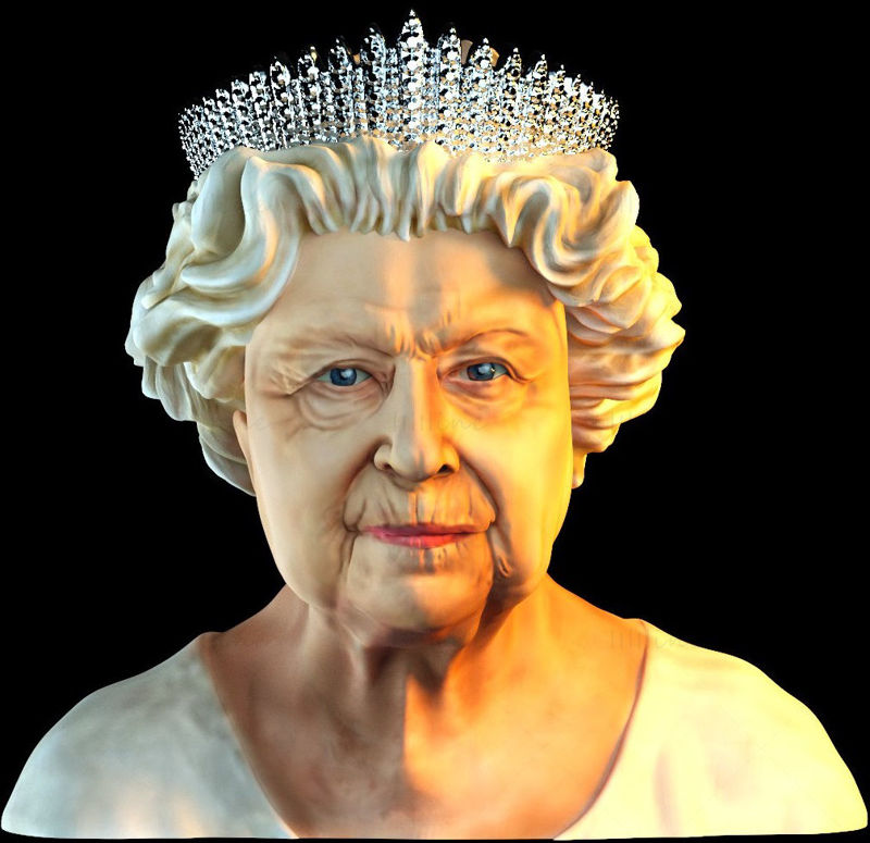 Model de imprimare 3D cu bustul Reginei Elisabeta