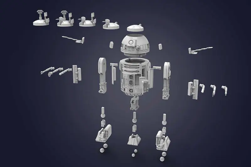 نموذج مطبوع ثلاثي الأبعاد لروبوت R2-D2 من Star Wars - STL