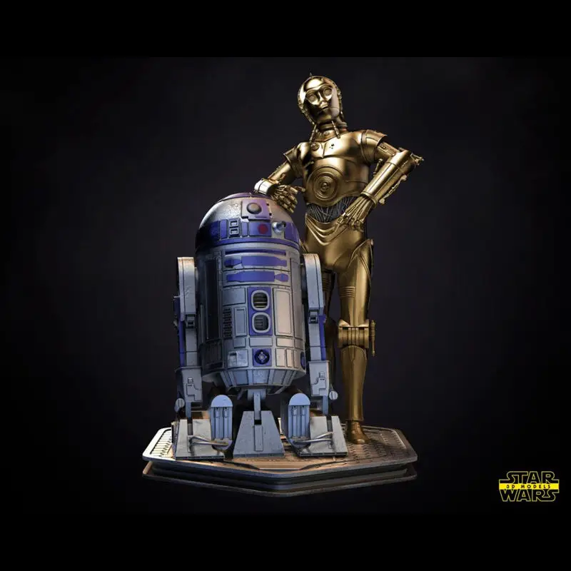 R2D2 a C3PO - Star Wars 3D Print Model STL