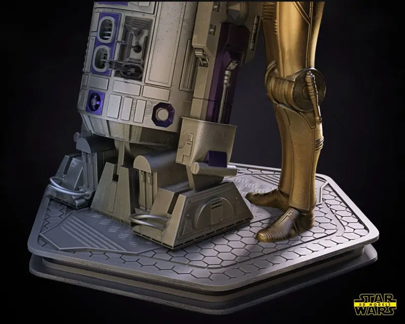 R2D2 と C3PO - スターウォーズ 3D プリントモデル STL