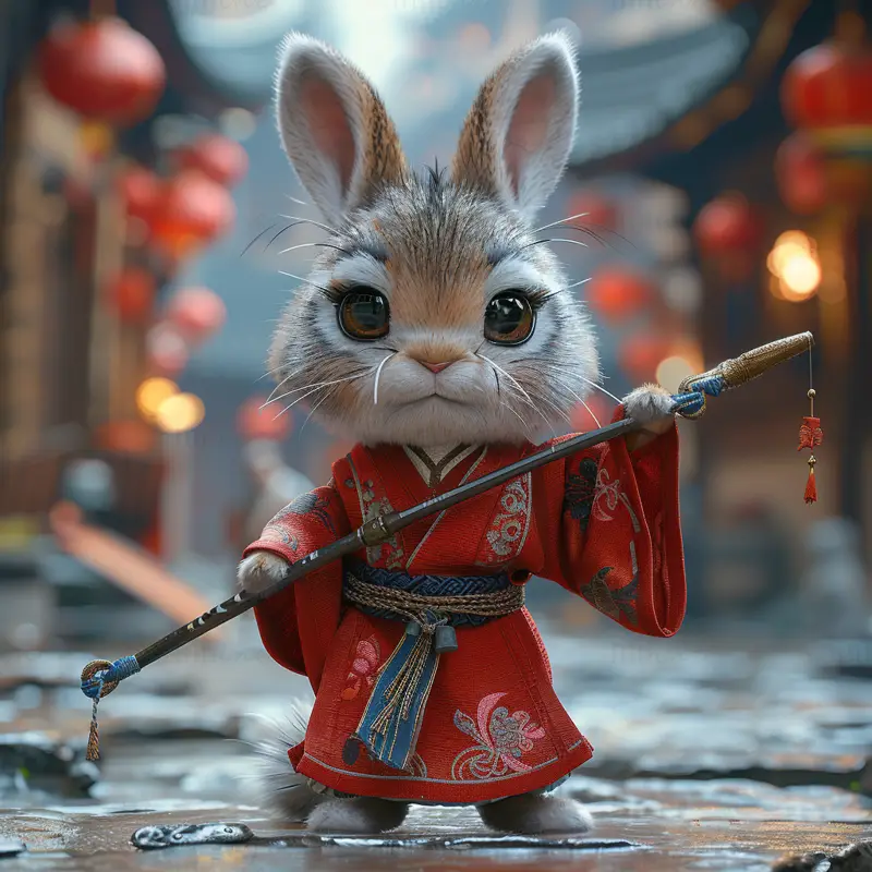 Ilustrație Rabbit Baby Warrior