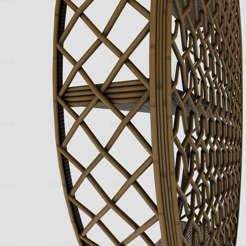 籐吊り棚 3Dモデル