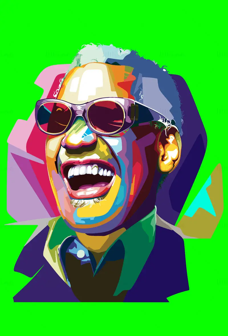 Ray Charles Cântăreț de jazz Pop Art Illustration Vector