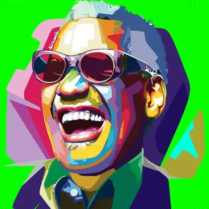 Ray Charles Cântăreț de jazz Pop Art Illustration Vector