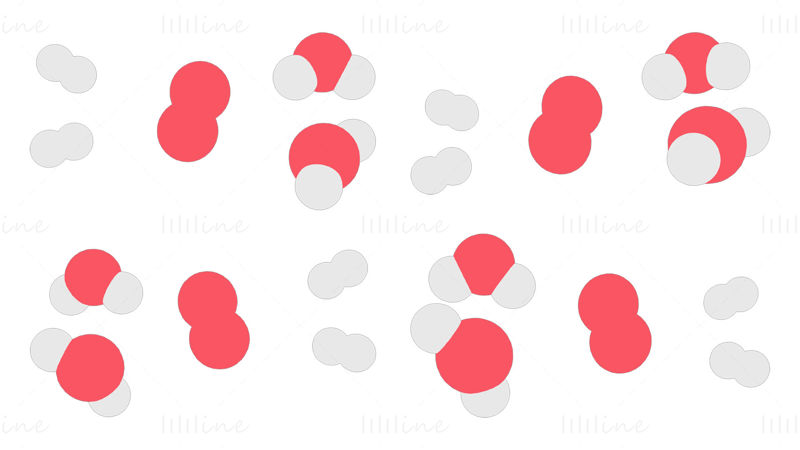 Reaction of Hydrogen and Oxygen to Water 3D Model