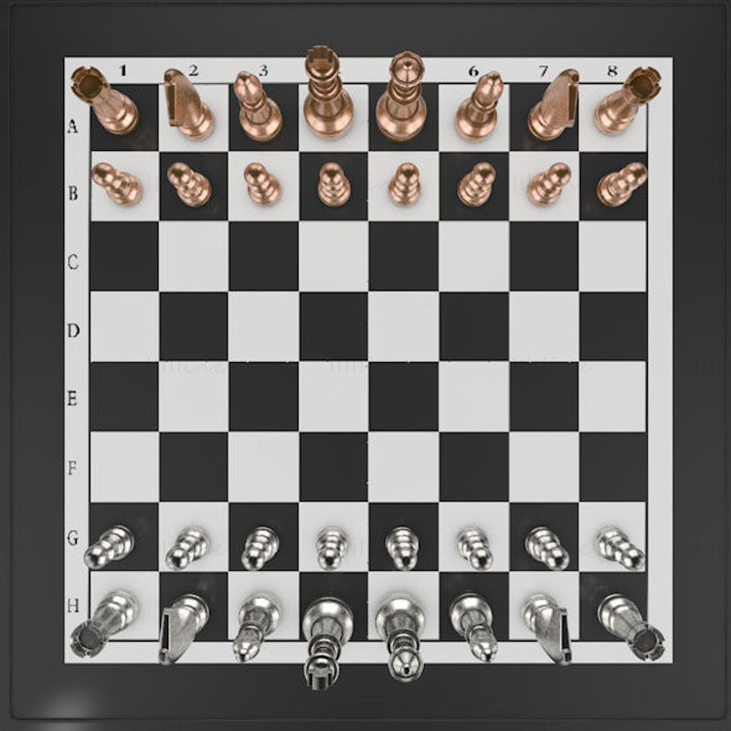 نماذج واقعية لألعاب الشطرنج الدولية ثلاثية الأبعاد من C4D