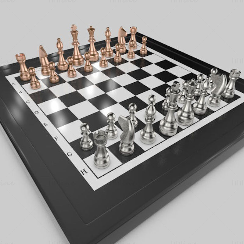 C4D逼真的国际象棋游戏3D模型