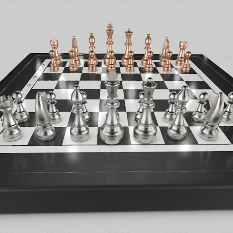 Realistične mednarodne šahovske igre 3D modeli C4D