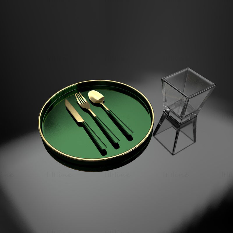 Realistic tableware 3D model by C4D