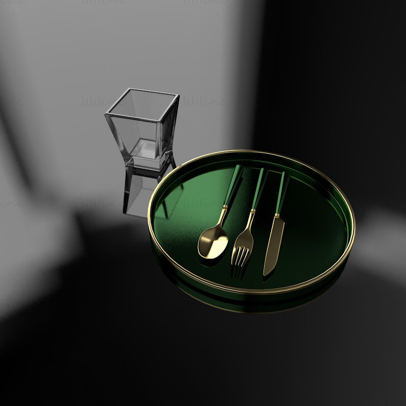 Realistic tableware 3D model by C4D