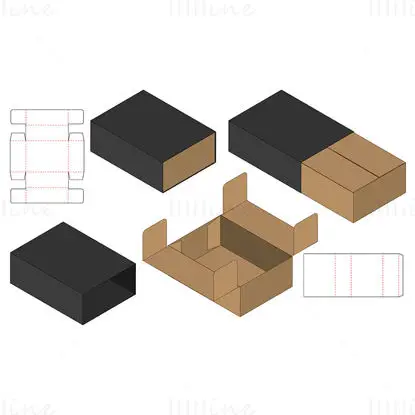 Rectangular drawer box dieline vector