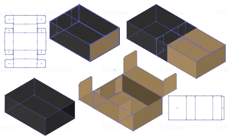 Rectangular drawer box dieline vector