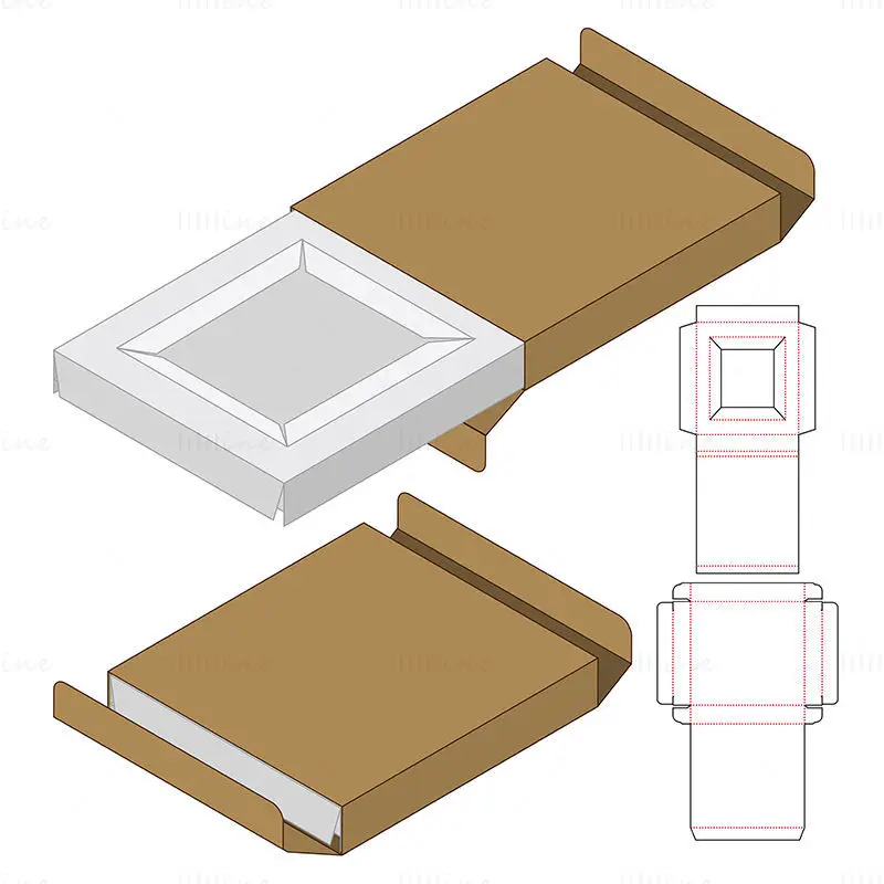 Rectangular flat packaging box dieline vector