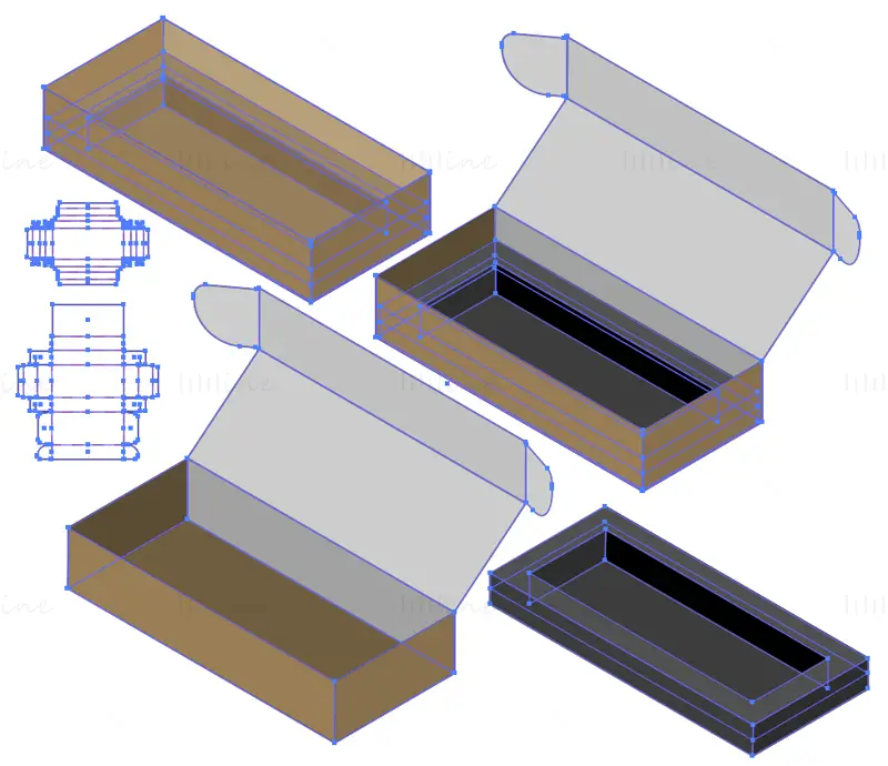 Rectangular gift box dieline vector