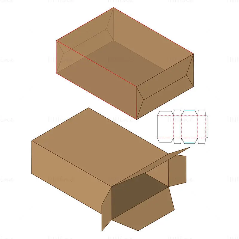 Rectangular packaging box dieline vector