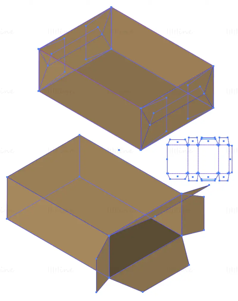 Rectangular packaging box dieline vector
