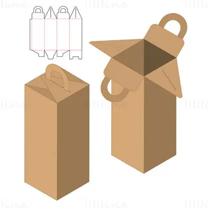 Rectangular packaging box with hook dieline vector