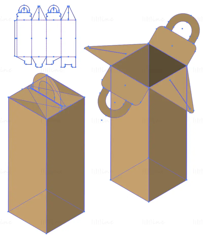 Rectangular packaging box with hook dieline vector