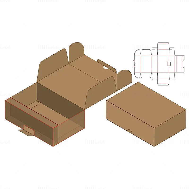 Rectangular product packaging box dieline vector