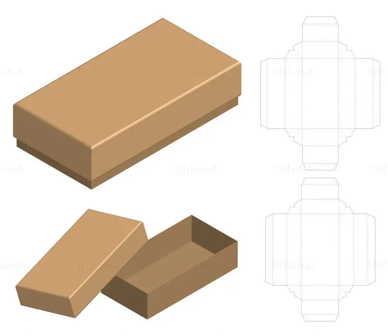 Rectangular product packaging dieline vector