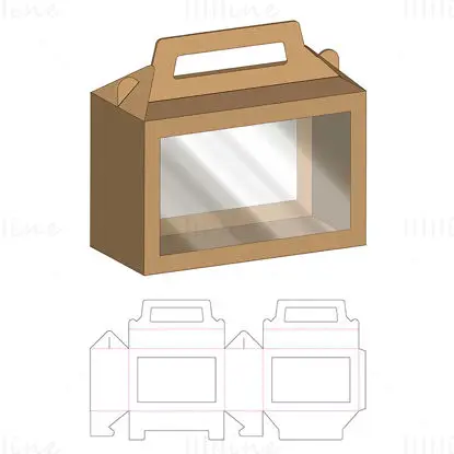 Rectangular transparent packaging box dieline vector