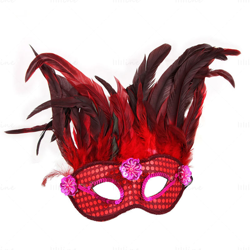 Red Eye-Mask Feather Mask PNG