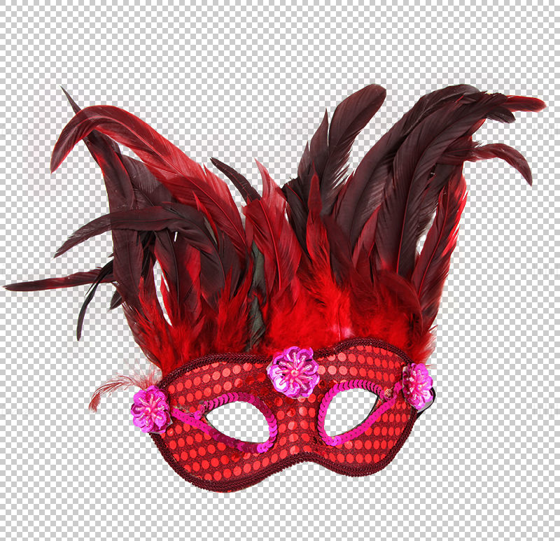 Red Eye-Mask Feather Mask PNG