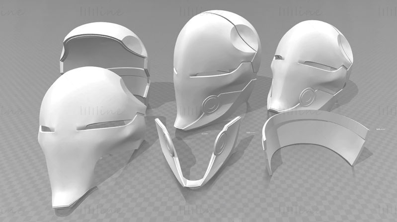 Red Hood Cyborg Ninja Helmet 3D Model Ready to Print