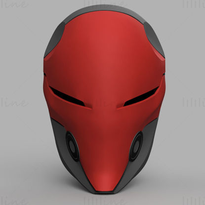 Red Hood Cyborg Ninja Helmet 3D Model Ready to Print