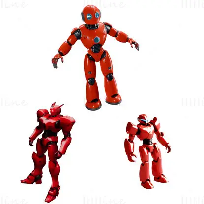 Red Mech Warriors 3D Print Model Collection