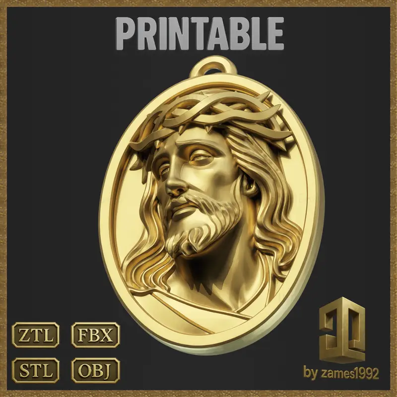 Religious Jesus Christ Pendant Jewelry Design 3D Print Model