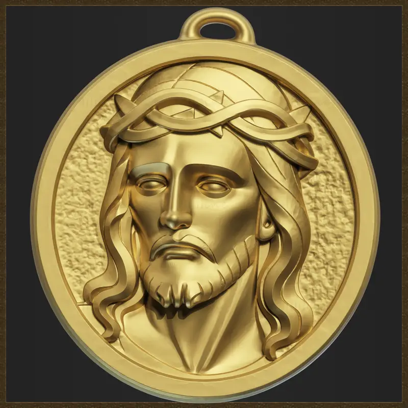 Modèle d'impression 3D de bijoux avec pendentif religieux Jésus