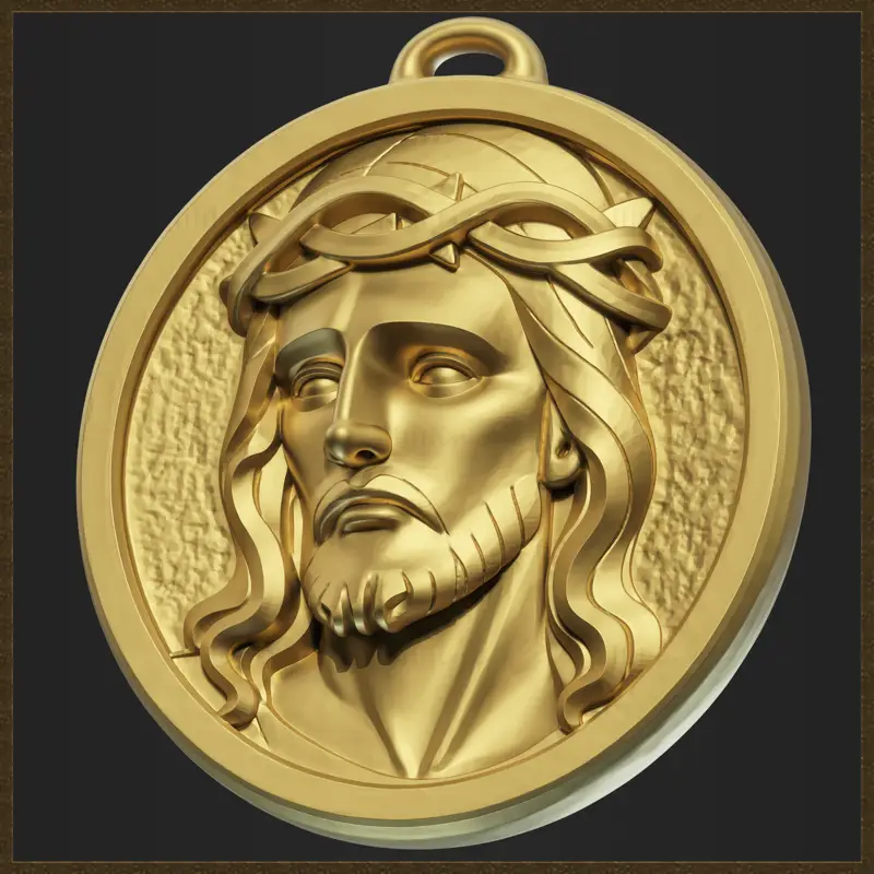 Modèle d'impression 3D de bijoux avec pendentif religieux Jésus