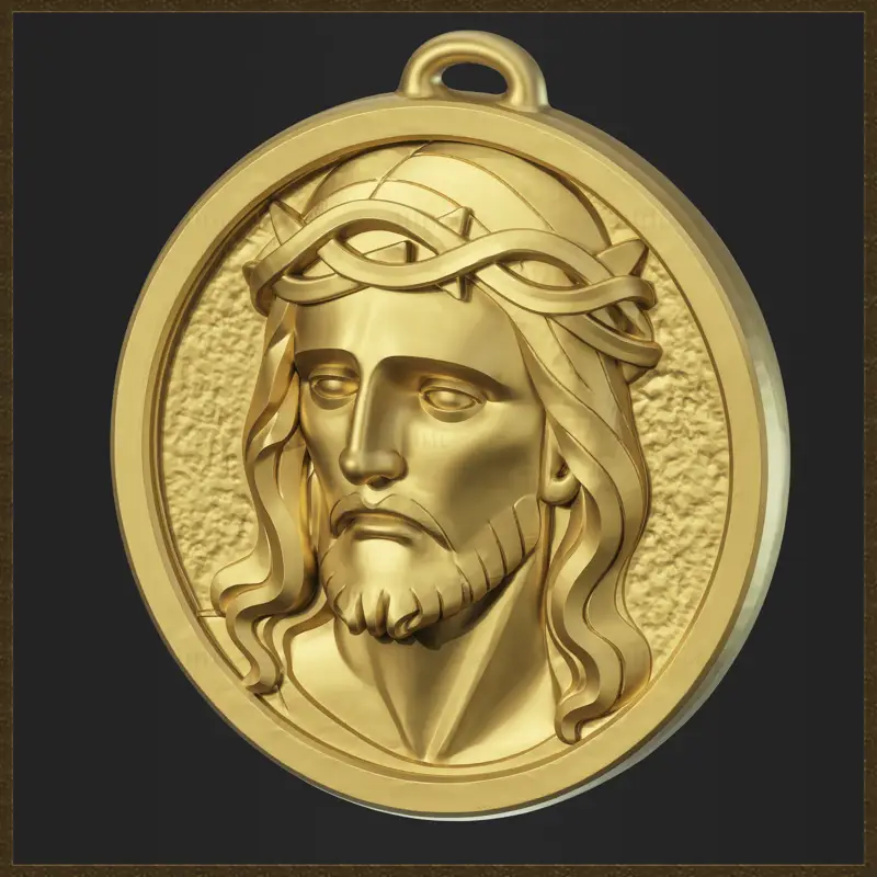 Modèle d'impression 3D de bijoux avec pendentif religieux Jésus