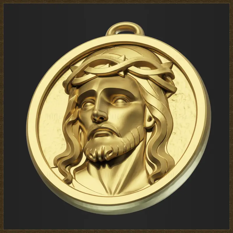 Modèle d'impression 3D de bijoux avec pendentif religieux Jésus