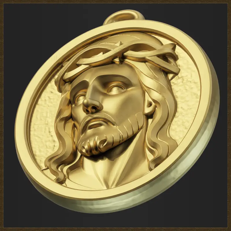 Modèle d'impression 3D de bijoux avec pendentif religieux Jésus