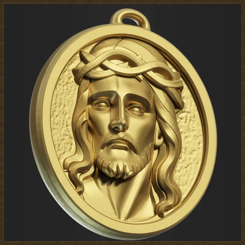 Modèle d'impression 3D de bijoux avec pendentif religieux Jésus