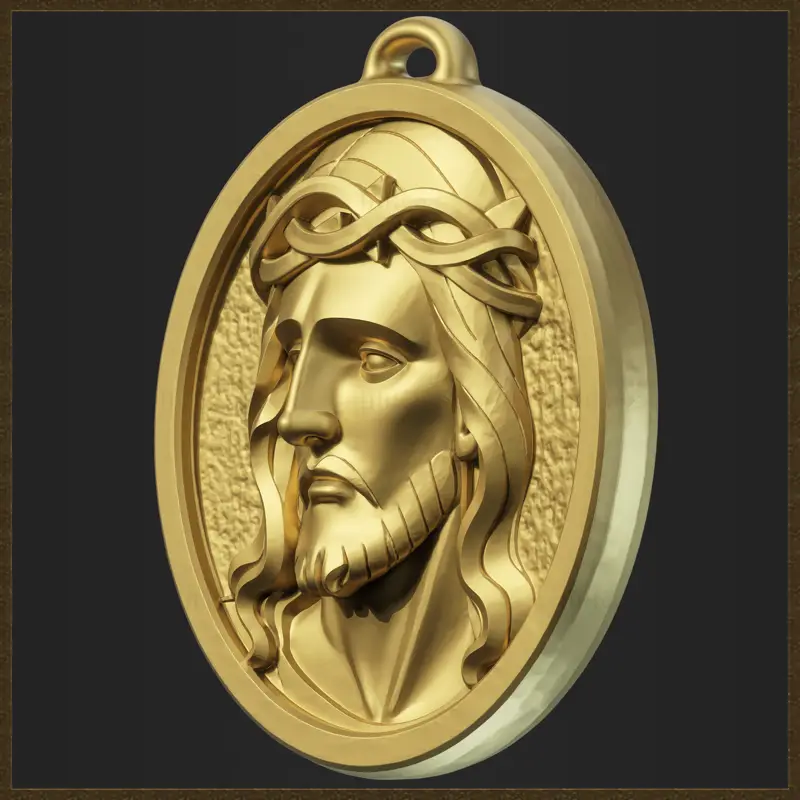 Modèle d'impression 3D de bijoux avec pendentif religieux Jésus