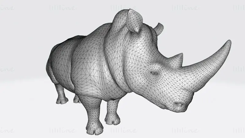 Modello di stampa 3D di un animale rinoceronte